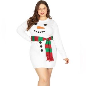 Tipsy Elves Women's Snowman Sweater White Christmas Ugly Holiday Dress Size 1X